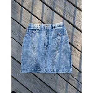 Vintage HC Stuff Acid‎ Wash Denim Mini Skirt 90s High Waist Jean Skirt Sz 9